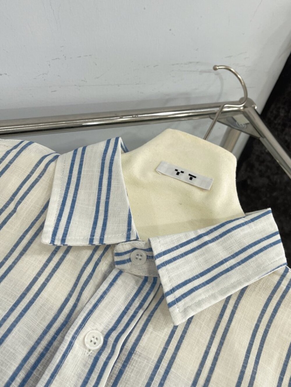 Polo Ralph Lauren blue and white cotton and linen check shirt - Picture 5 of 6